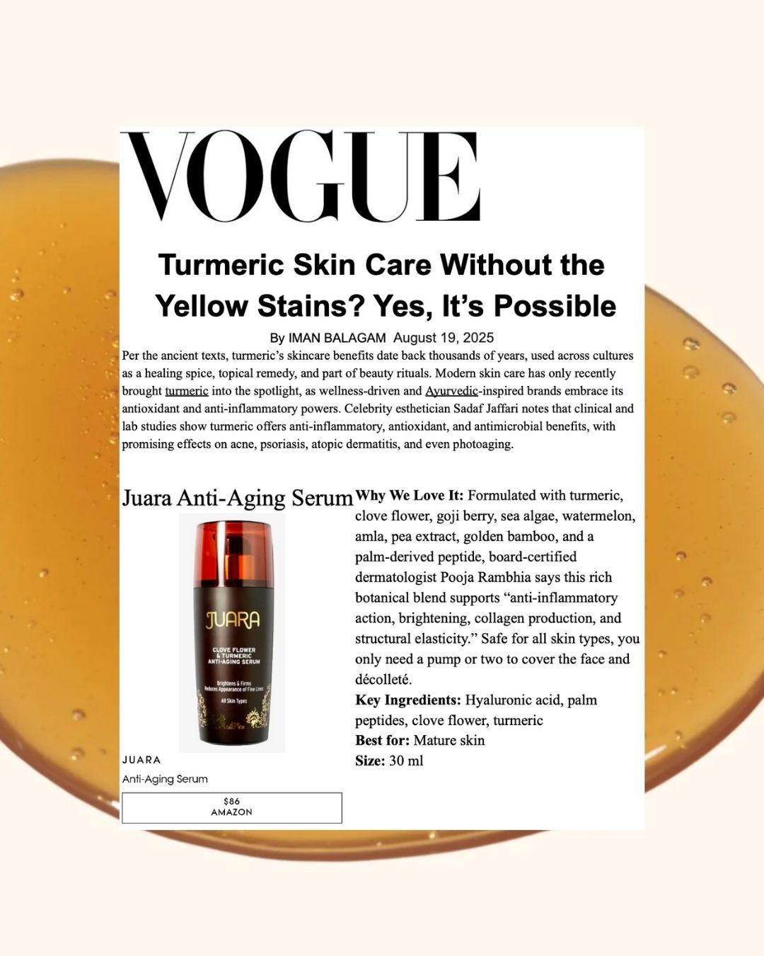 VOGUE: Turmeric Skin Care Without the Yellow Stains? Yes, It's Possible