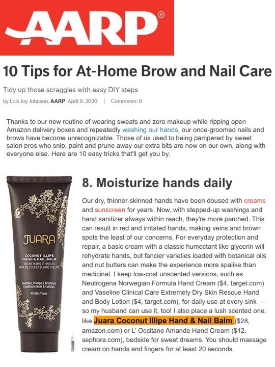 AARP: 10 Tips for At-Home Brow and Nail Care JUARA Skincare