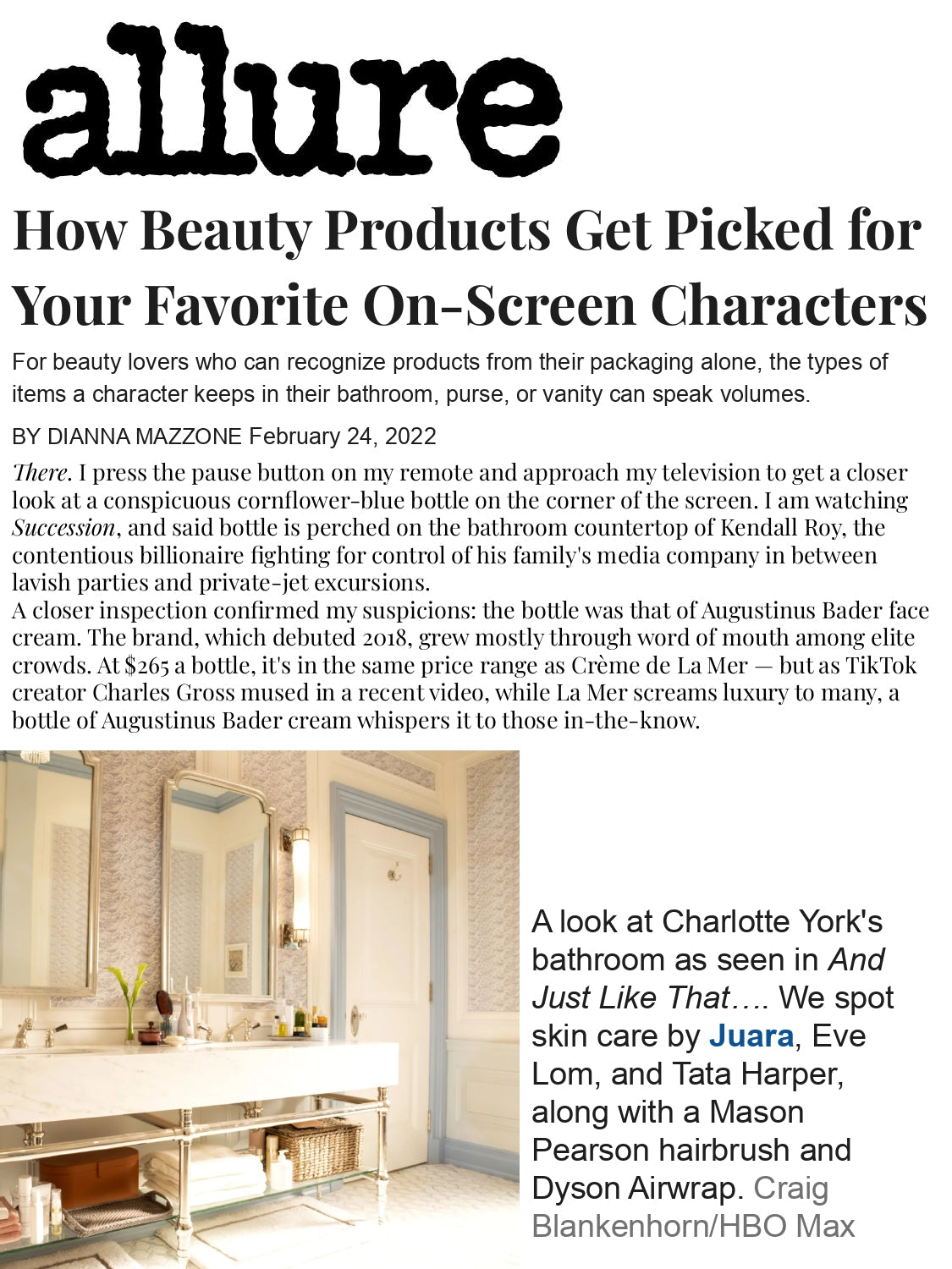 ALLURE: How Beauty Products Get Picked for Your Favorite On-Screen Characters JUARA Skincare