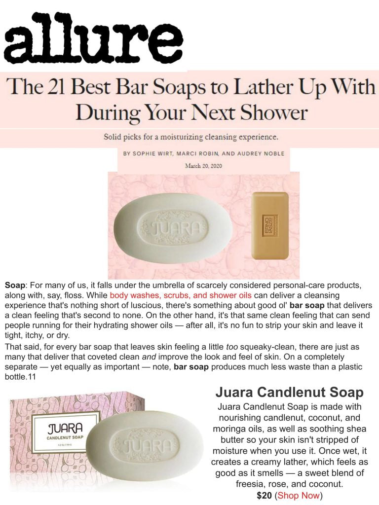 ALLURE: The 21 Best Bar Soaps to Lather During Your Next Shower JUARA Skincare