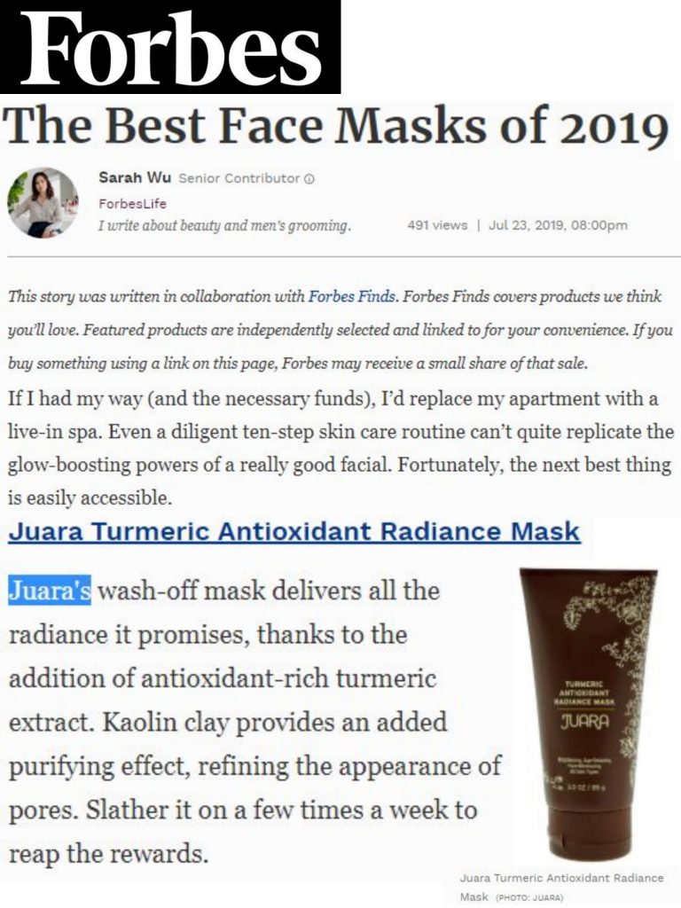FORBES: The Best Face Masks JUARA Skincare