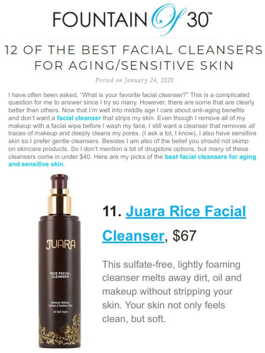 FOUNTAIN OF 30 : 12 Of The Best Facial Cleansers For Aging / Sensitive Skin JUARA Skincare