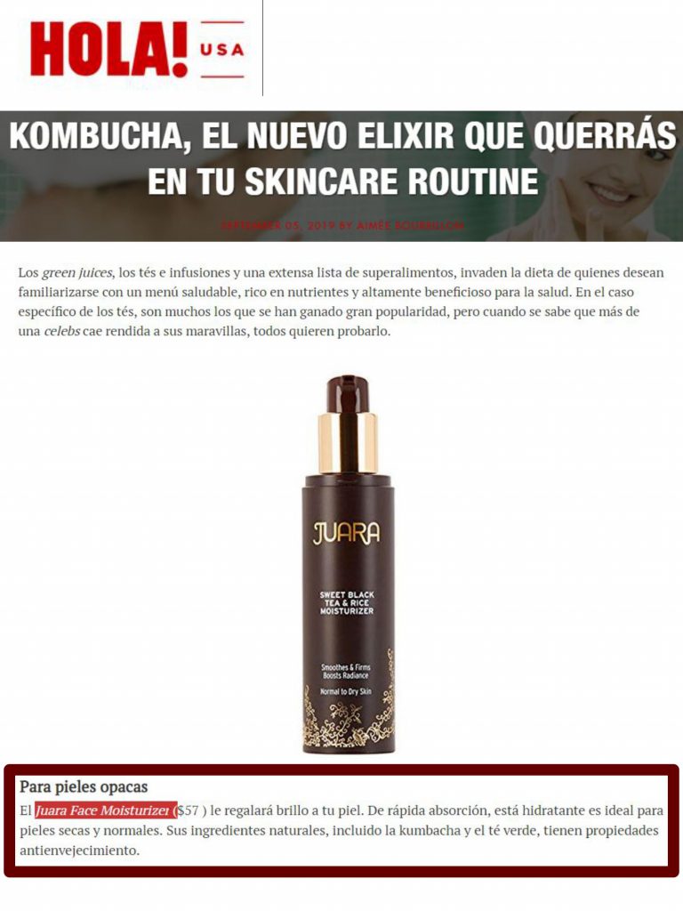 HOLA USA: Kombucha, el nuevo elixir que querras en tu skincare routine JUARA Skincare