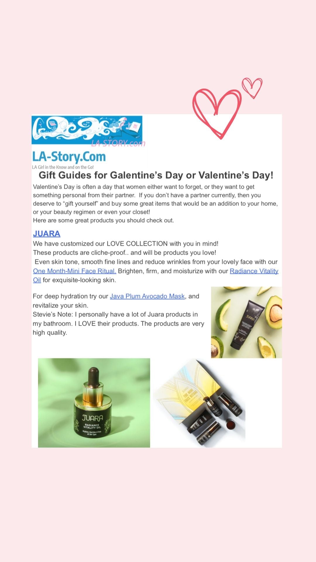 LA-STORY.COM: Gift Guides for Galentine’s Day or Valentine’s Day! JUARA Skincare