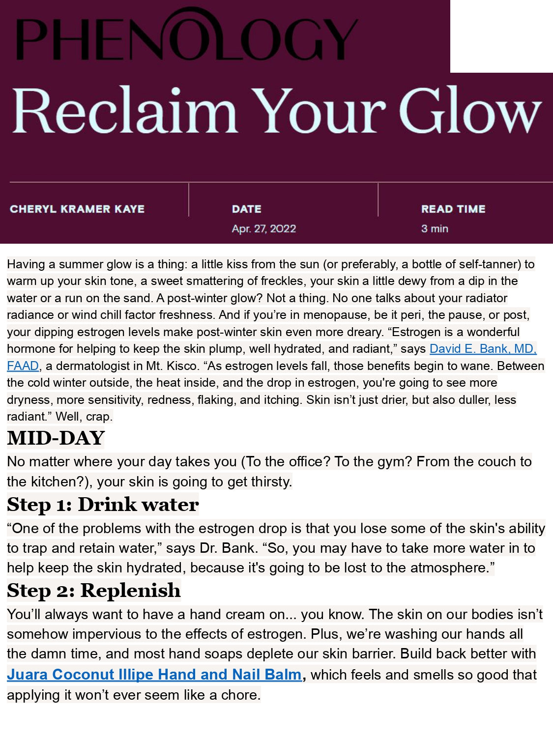 MY PHENOLOGY: Reclaim Your Glow JUARA Skincare