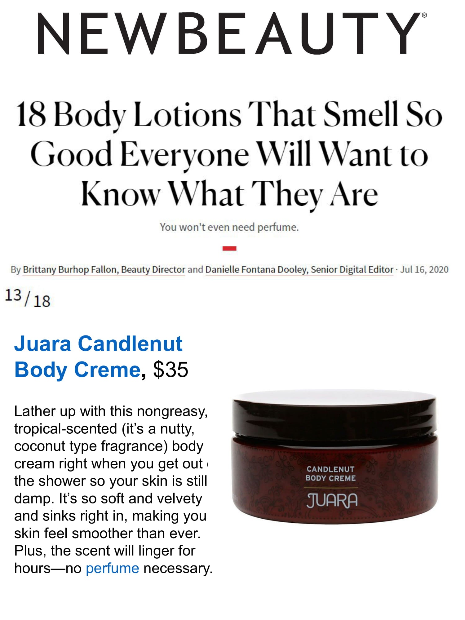 NEW BEAUTY: 18 Body Lotions That Smell So Good Everyone Will Want to Know What They Are JUARA Skincare