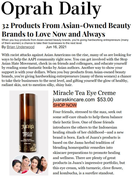 OPRAH DAILY : 32 Products From Asian-Owned Beauty Brands to Love Now and Always JUARA Skincare