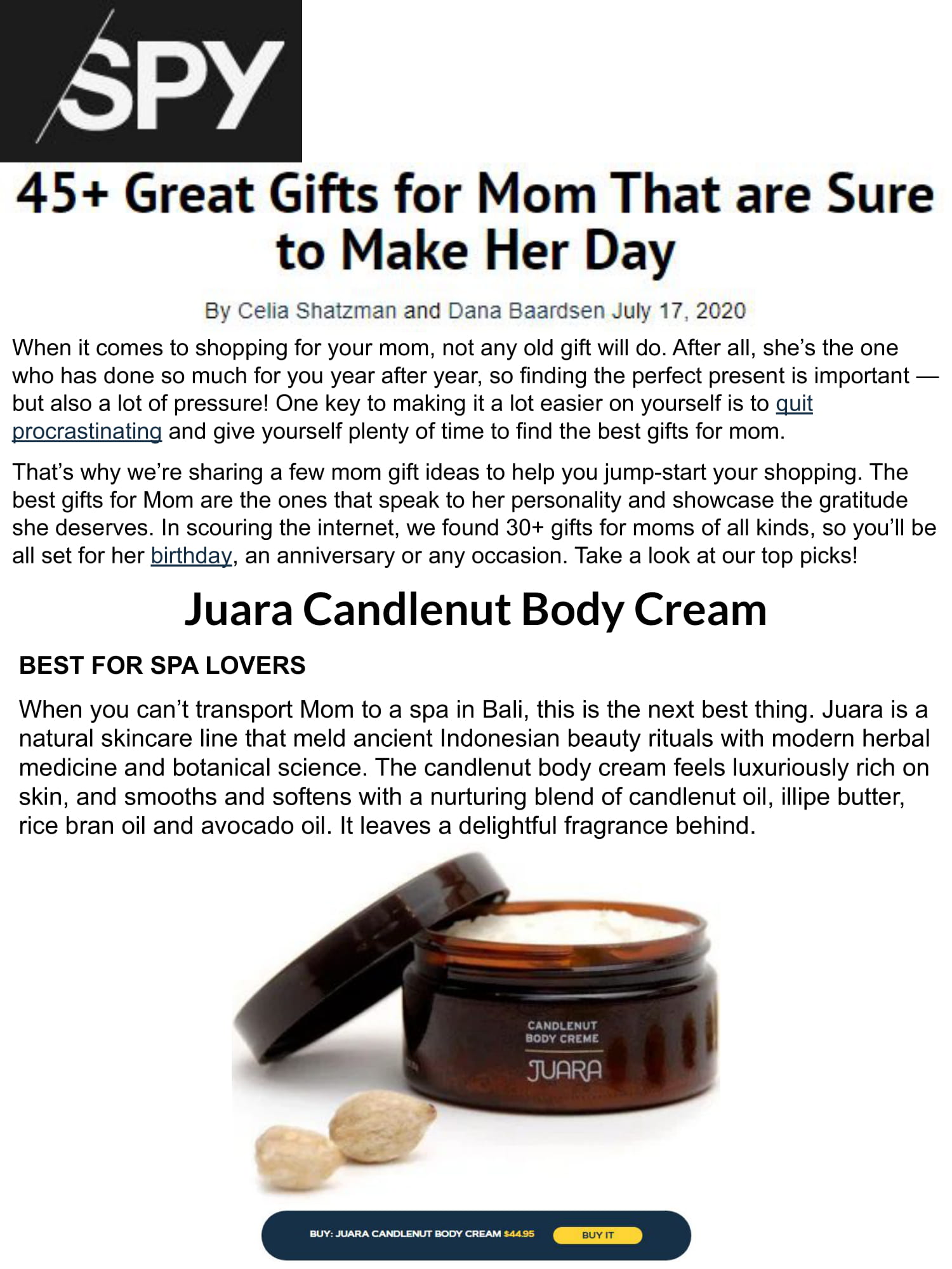 SPY: 45+ Great Gifts for Mom That are Sure to Make Her Day JUARA Skincare