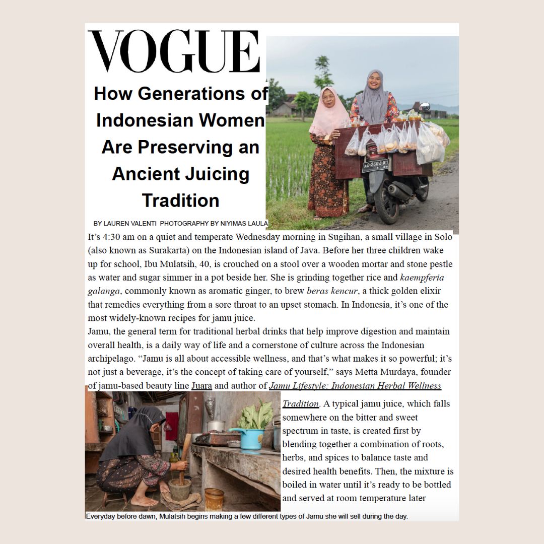 VOGUE: How Generations of Indonesian Women Are Preserving an Ancient Juicing Tradition JUARA Skincare
